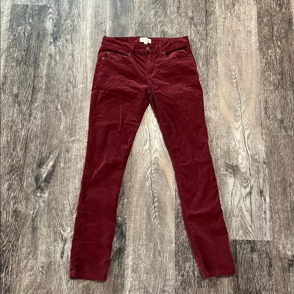 cloth + stone burgundy corduroy skinnies